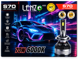 هدلایت خودرو لنزو مدل S70 یخی 70 وات